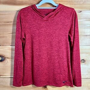 Nike Women's Heathered Red Lightweight Hoodie Top Sporty Athleisure Gorpcore